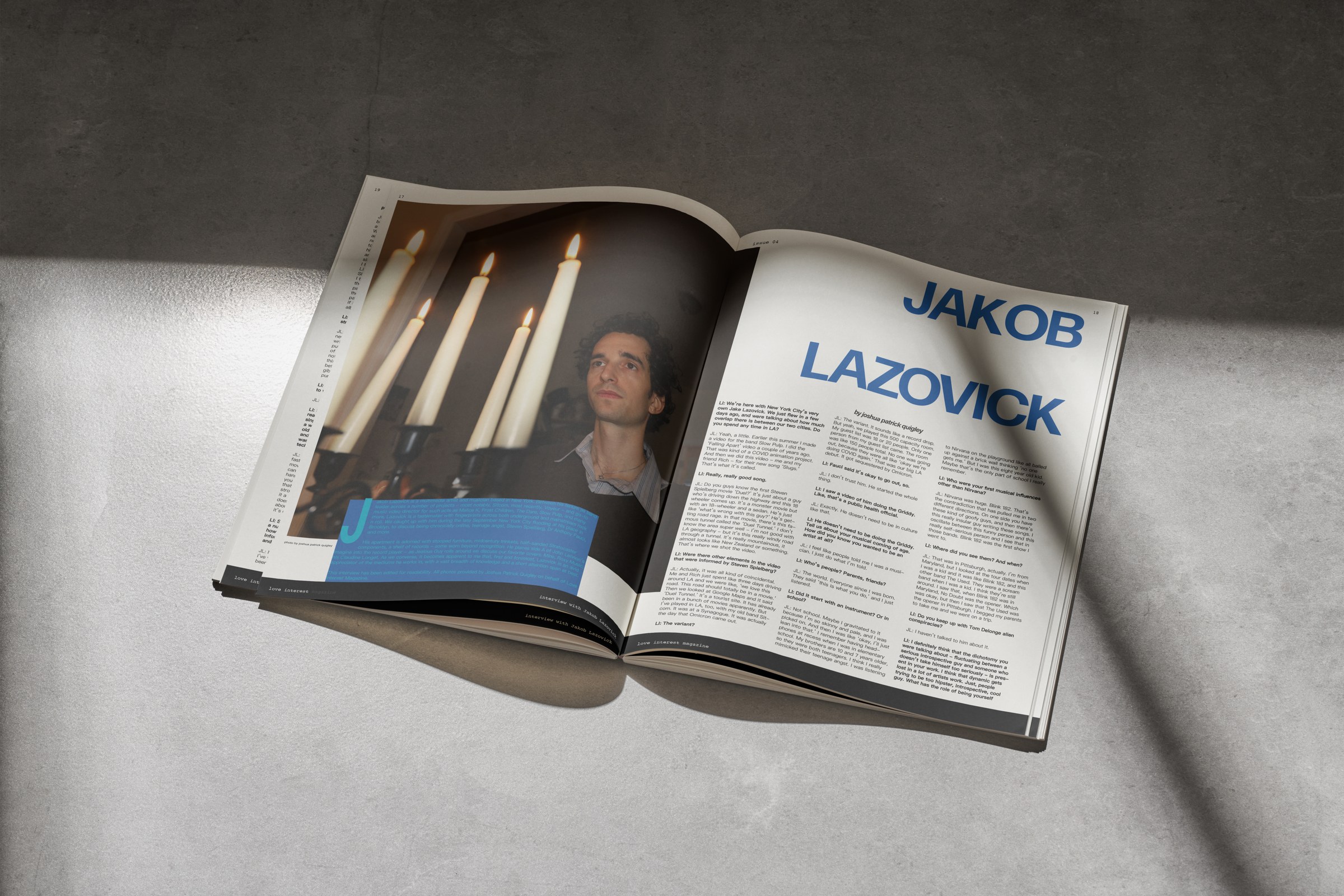 Jakob Lazovick interview spread