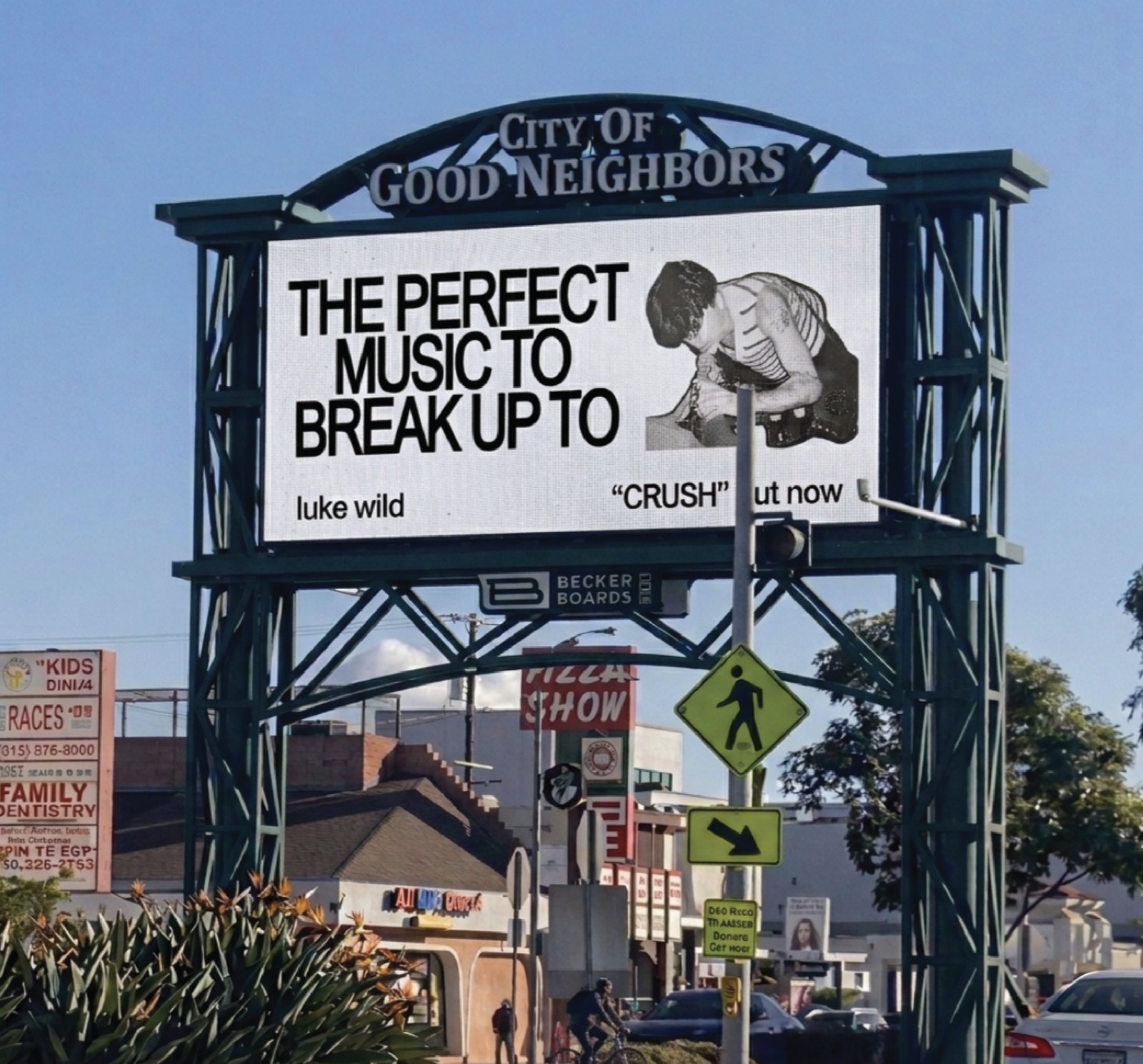 Crush LED billboard running in Hathorne, California