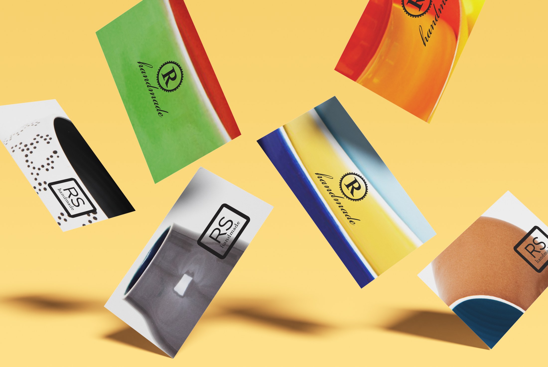 RS handmade business card treatments with chop and seal