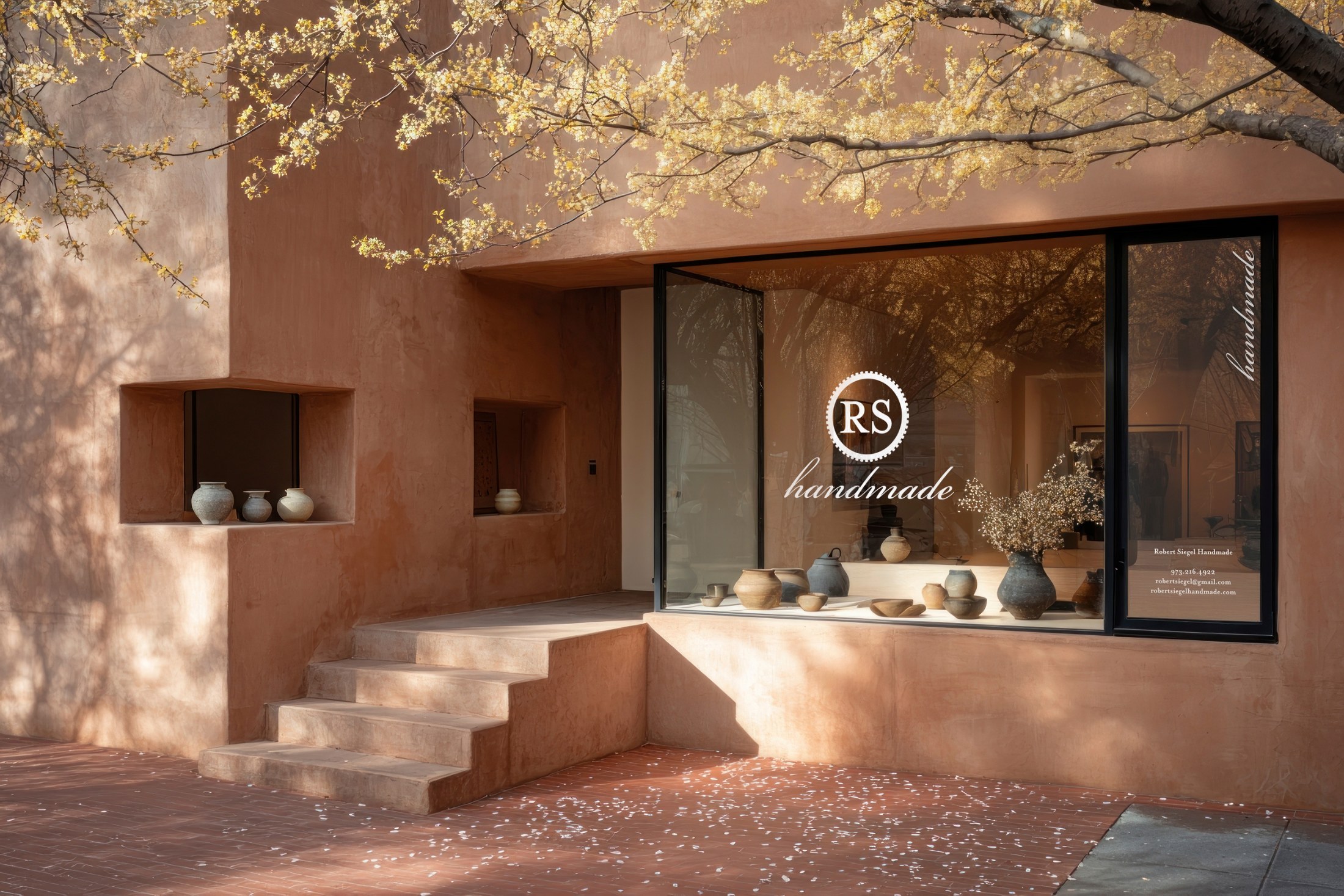 Robert Siegel Handmade storefront with seal on the window