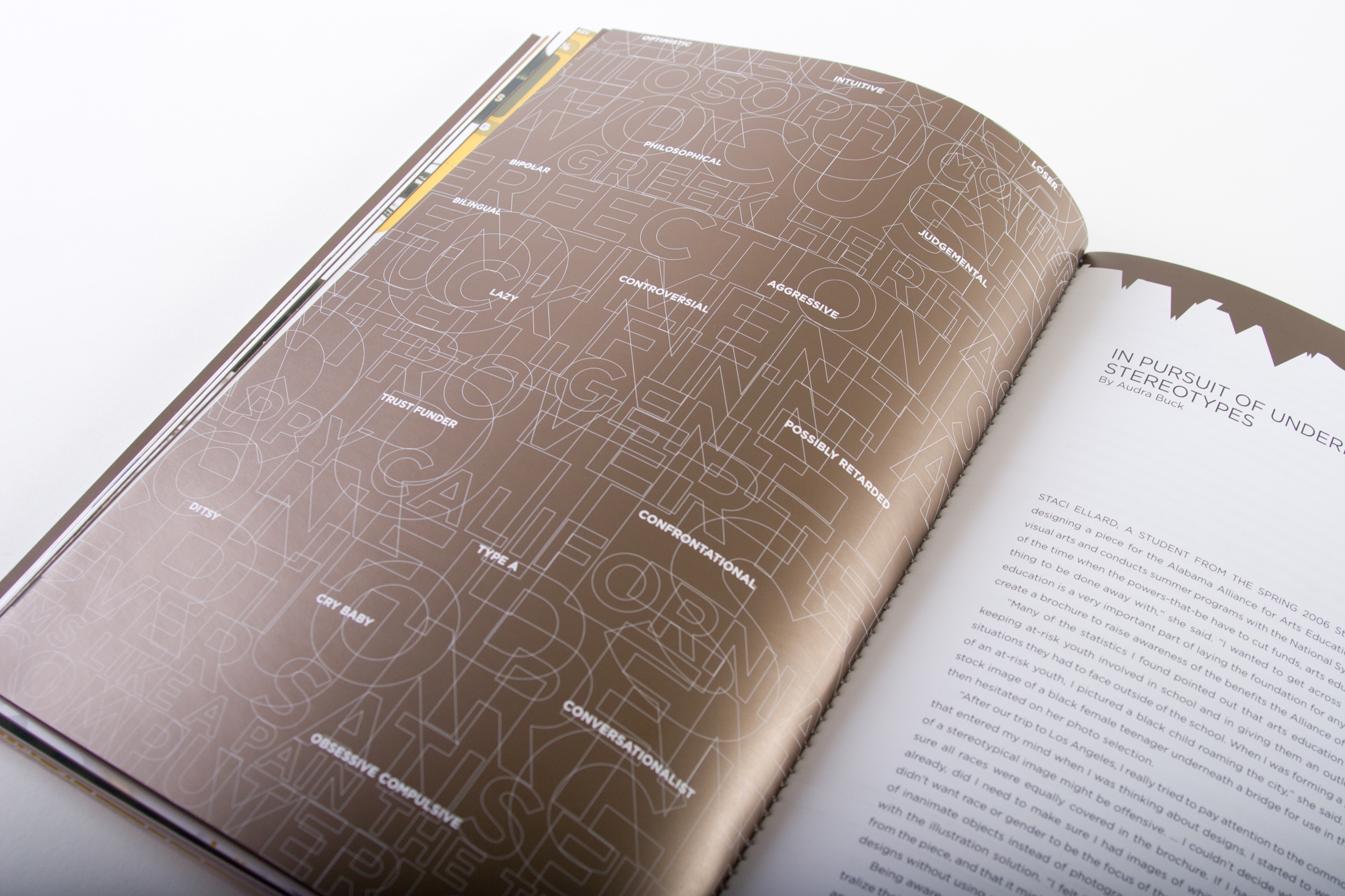 Catalog collage of charged words