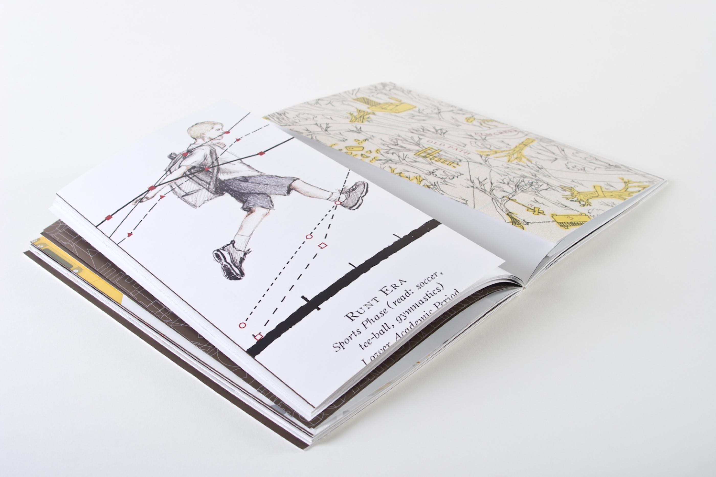 Catalog spread with student illustration